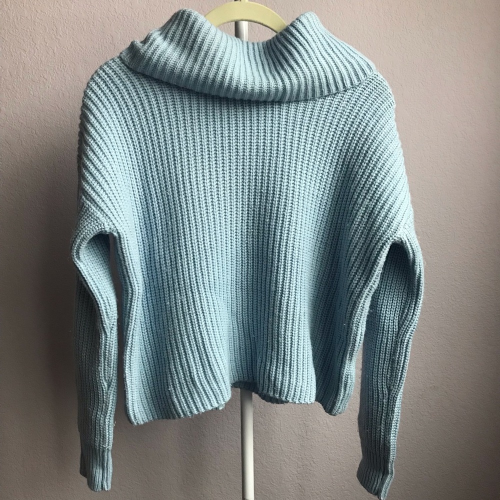 baby blue cowl sweater
